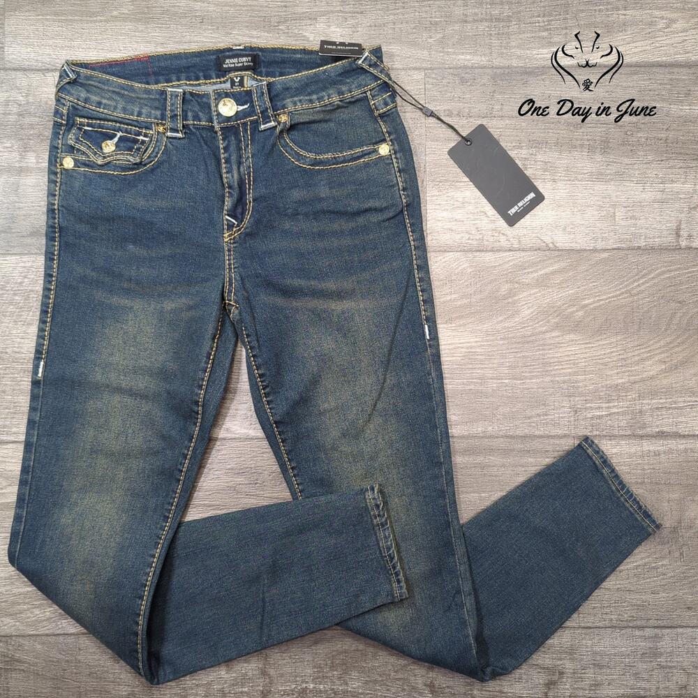 True Religion Jennie Curvy Big T Super Skinny Jeans Dark Wash NWT $199 Size 4